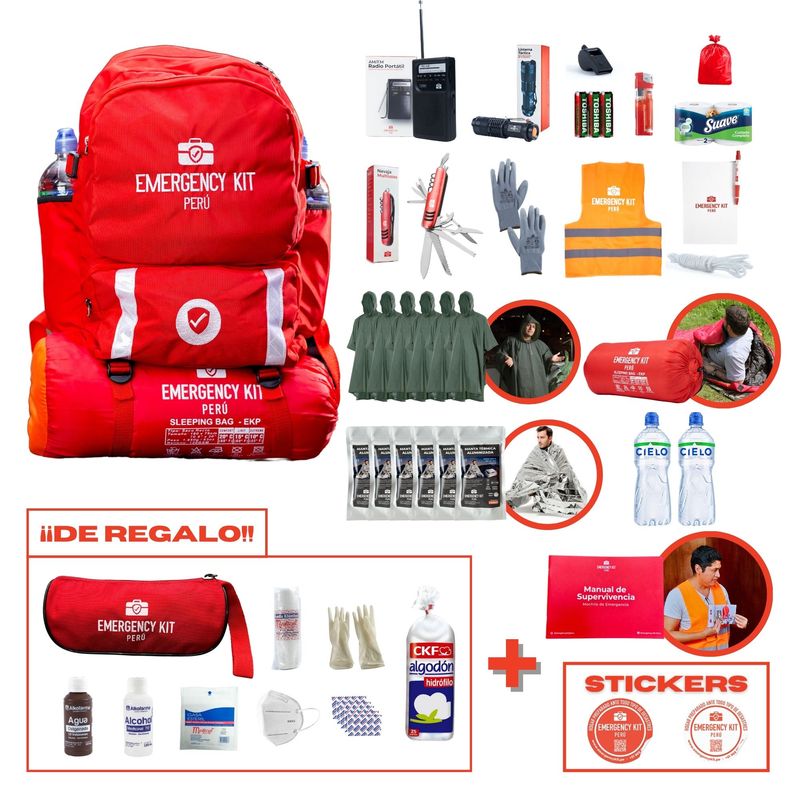 EMERGENCY KIT PERU - Mochila de emergencia PREMIUM FAMILIAR PLUS 5-6 personas