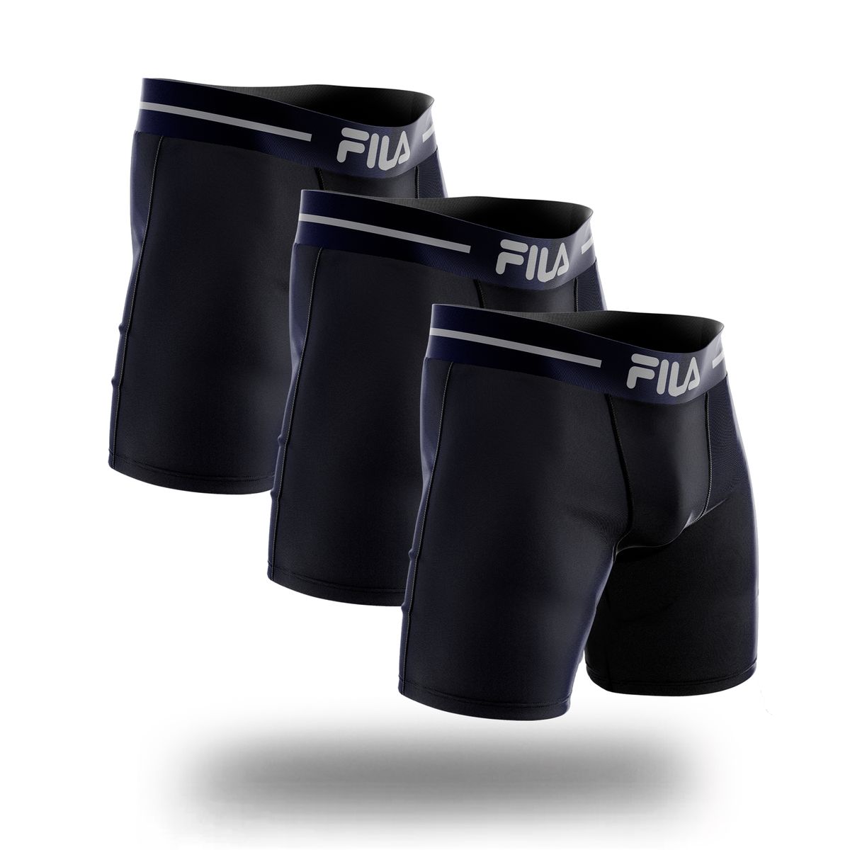 FILA - Pack x3 Bóxer Largo Fila Pretina Ancha Azul Marino