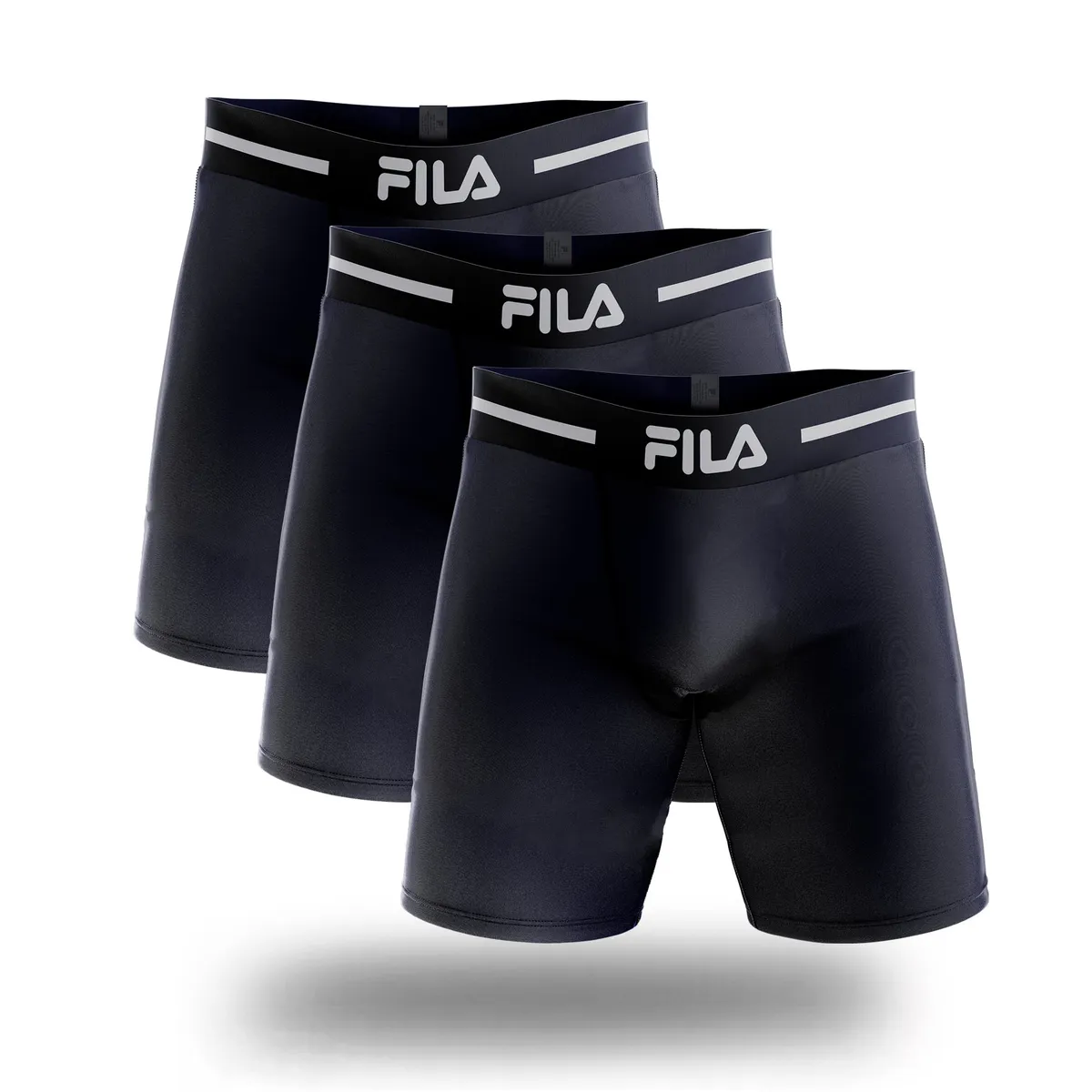 FILA - Pack x3 Bóxer Largo Fila Pretina Ancha Azul Marino
