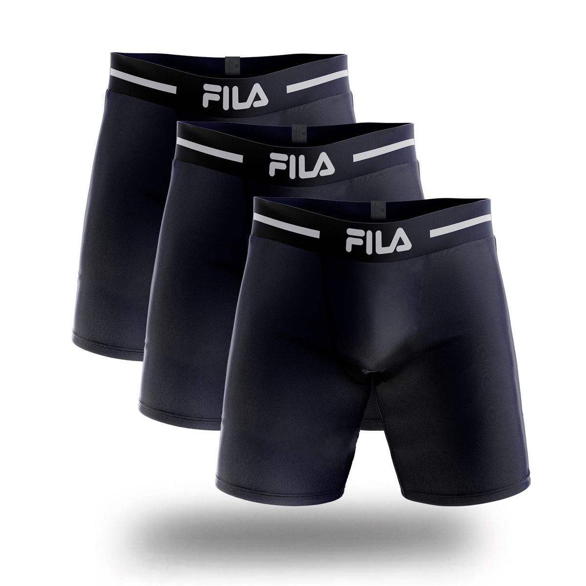 FILA - Pack x3 Bóxer Largo Fila Pretina Ancha Azul Marino