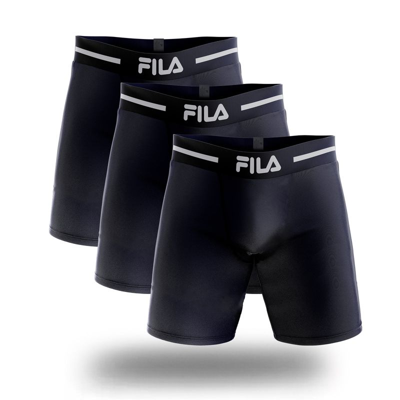 FILA - Pack x3 Bóxer Largo Fila Pretina Ancha Azul Marino