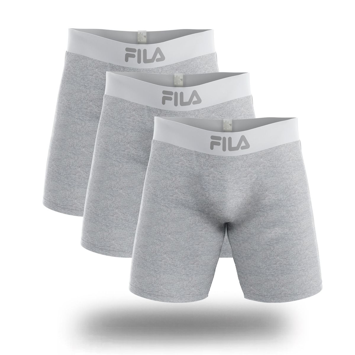 FILA - Pack x3 Bóxer Largo Fila Pretina Ancha Plomo