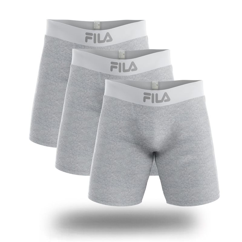FILA - Pack x3 Bóxer Largo Fila Pretina Ancha Plomo