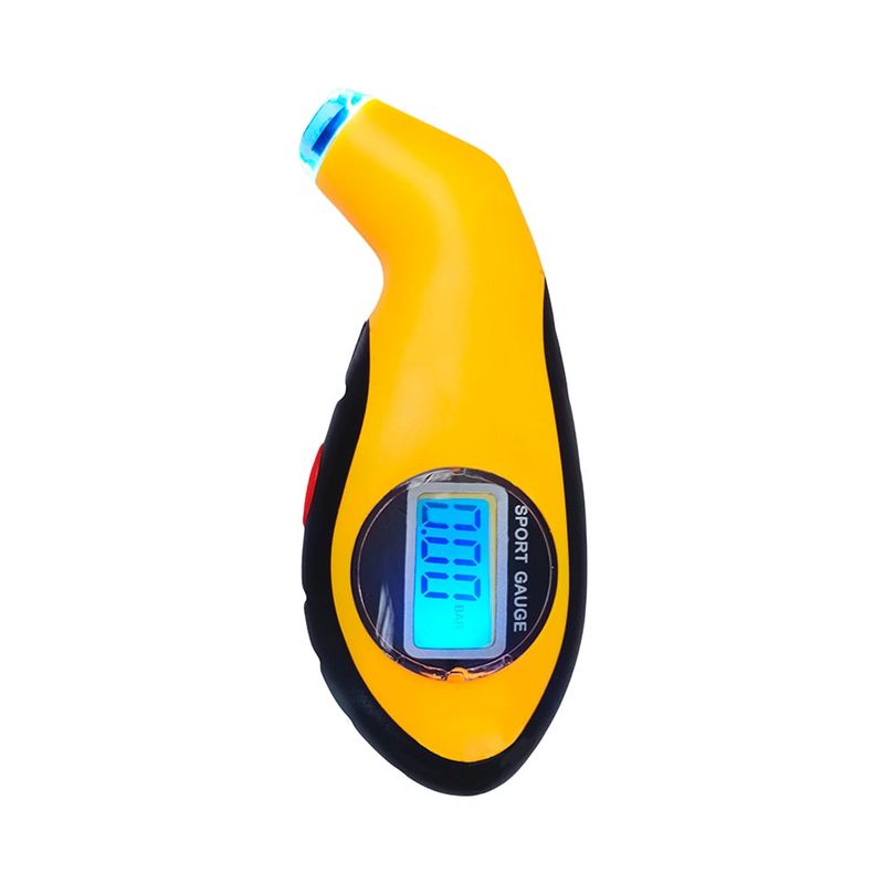 GENERICO - Barómetro Medidor Digital de Presión LCD Portátil de Llantas - Amarillo