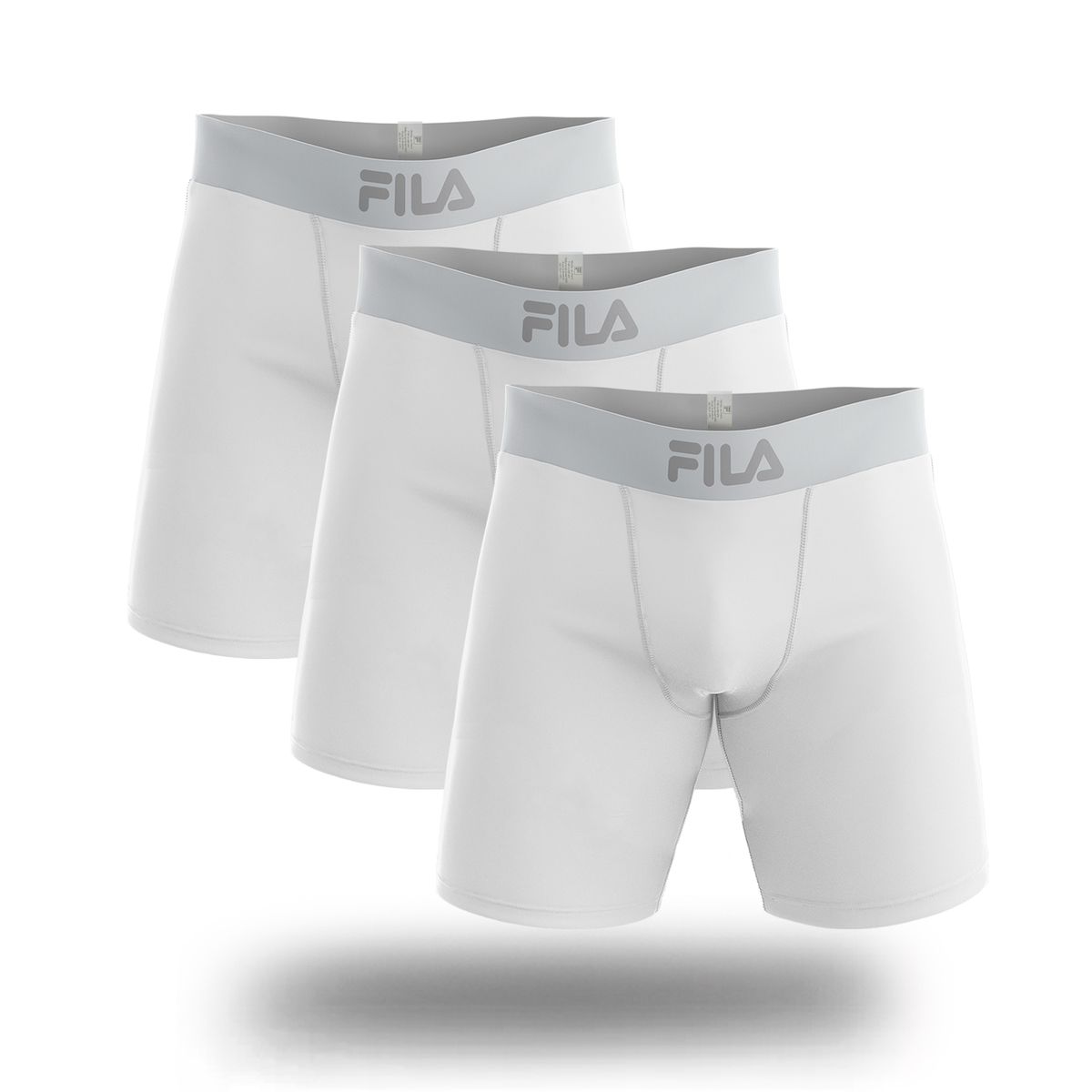 FILA - Pack x3 Bóxer Largo Fila Pretina Ancha Blanco