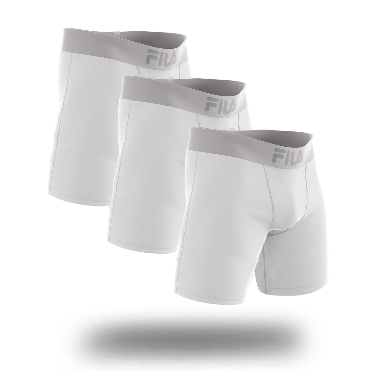 FILA - Pack x3 Bóxer Largo Fila Pretina Ancha Blanco