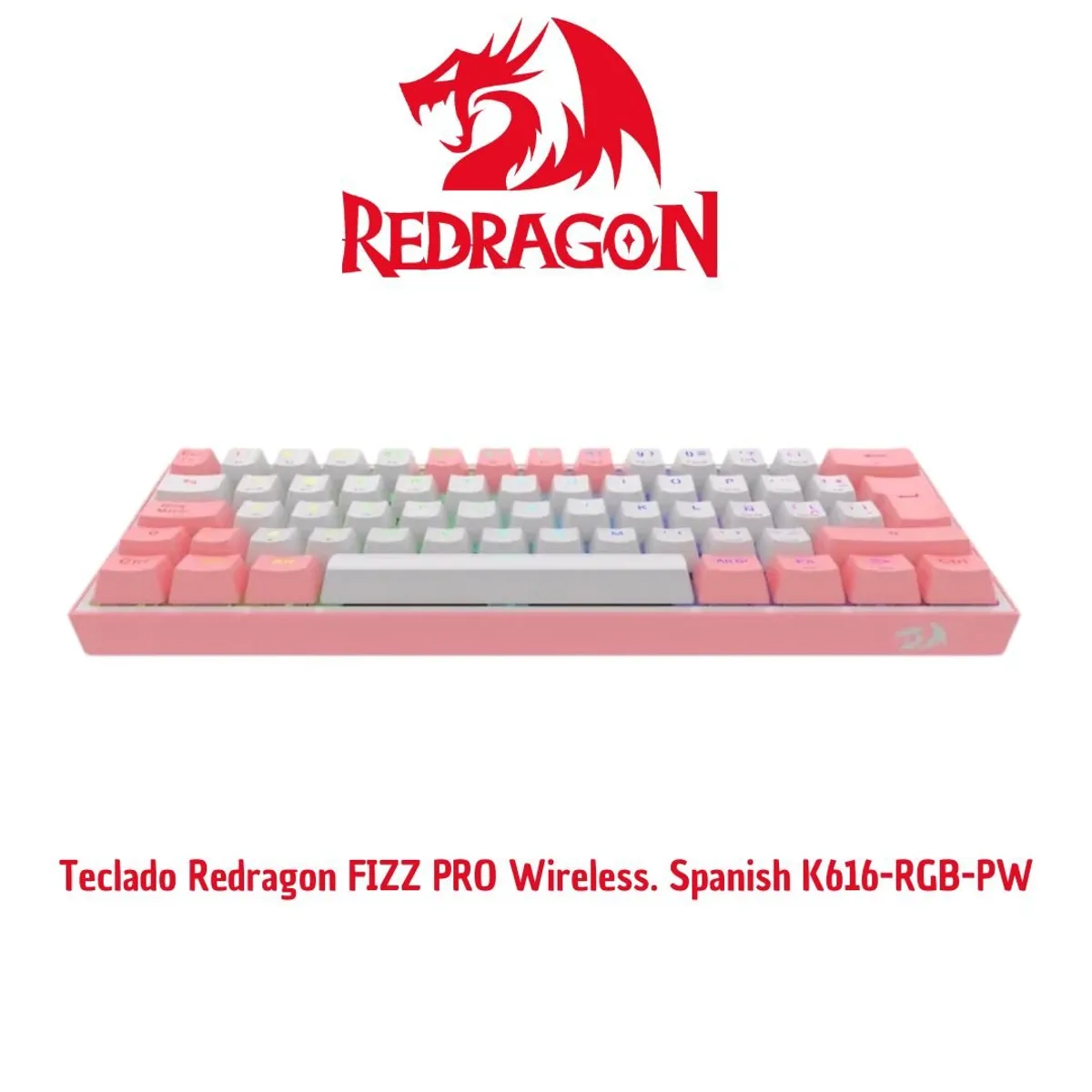 REDRAGON - Teclado Redragon FIZZ PRO Wireless Spanish K616-RGB-PW WHITEPINK