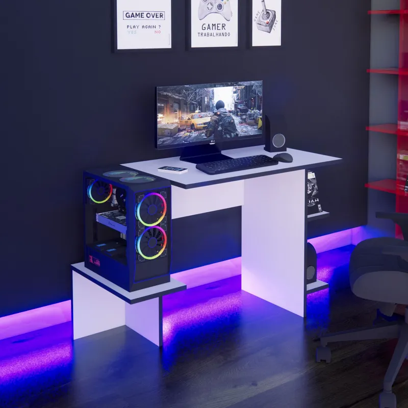 PELIKANO - Escritorio Gamer 110 cm Blanco Innovaciones Lumik