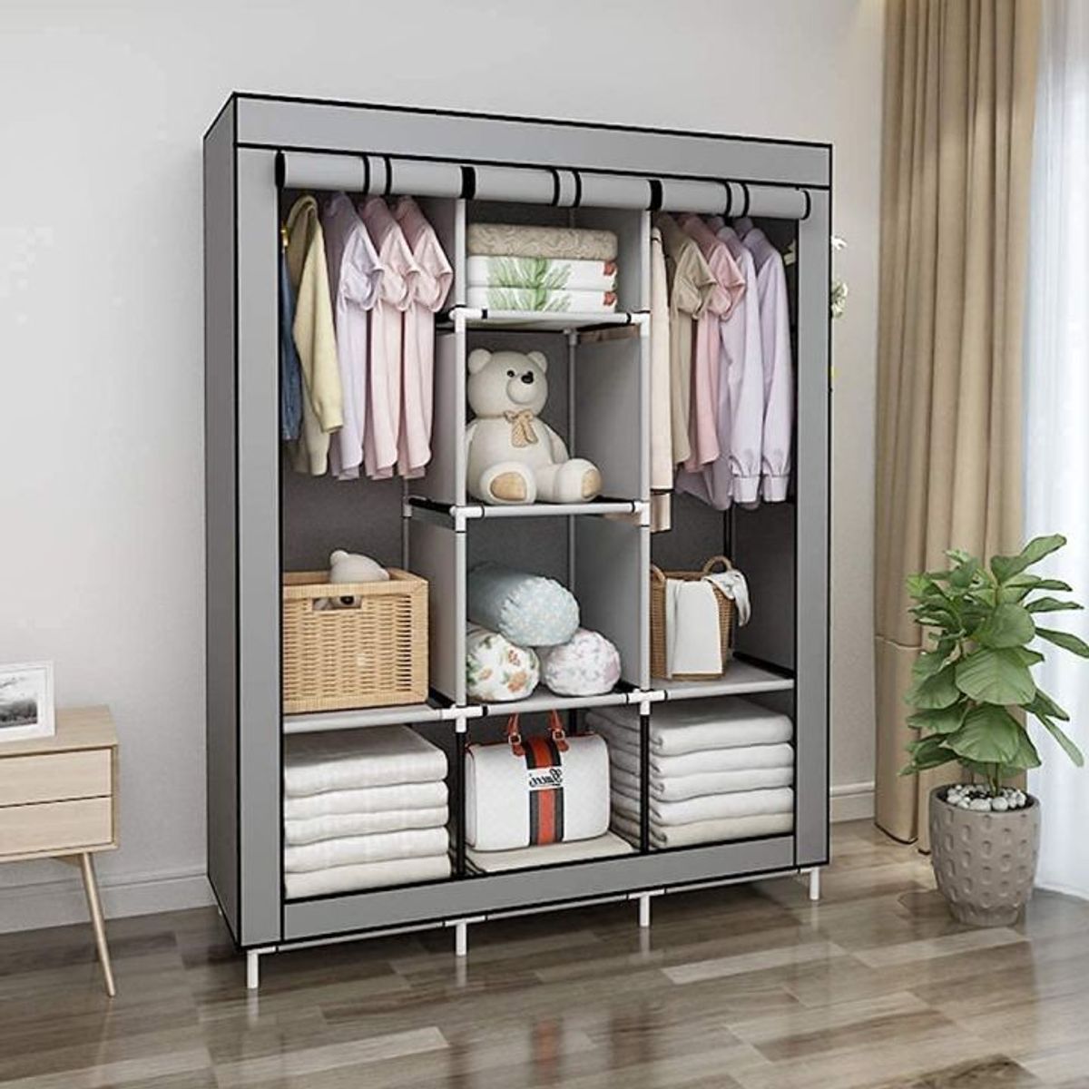 OEM - Ropero Armable 3 Cuerpos Estante Organizador con Funda