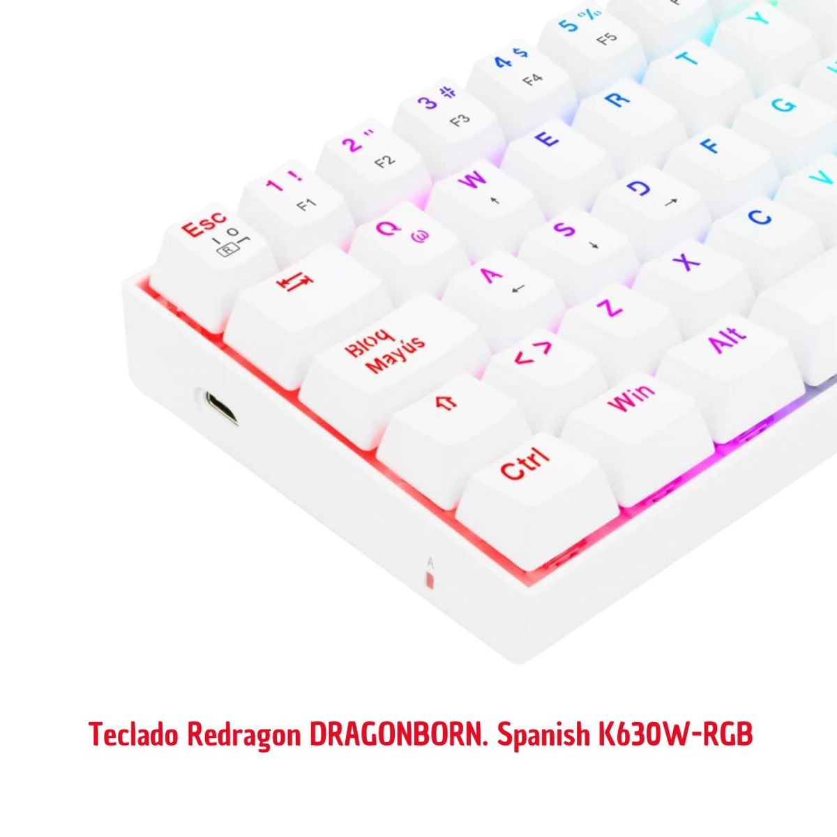 REDRAGON - Teclado Redragon DRAGONBORN Spanish K630W-RGB WHITE BROWN SWITCH