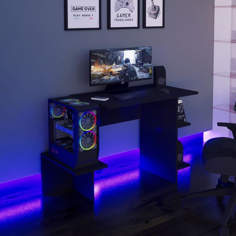 PELIKANO - Escritorio Gamer 110 cm Negro Innovaciones Lumik