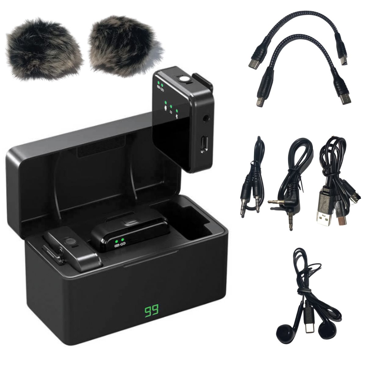 GENERICO - Micrófonos Inalámbricos Solapa Recargables Dual 4 En 1 Sx63