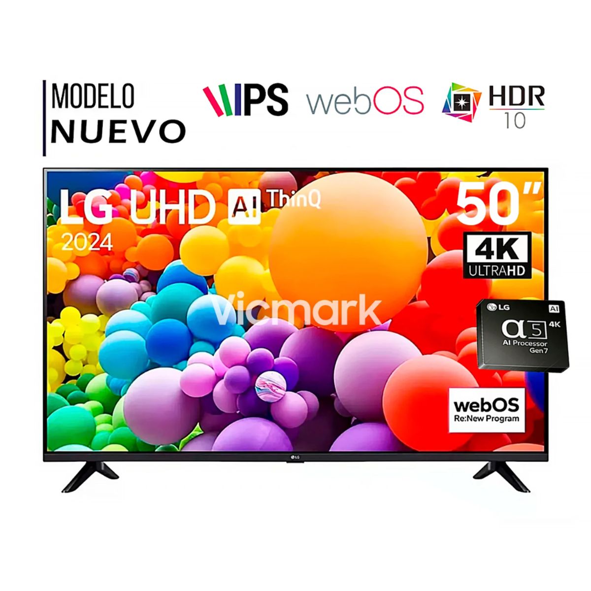 LG - TELEVISOR LG 50" SMART TV LED 4K UHD THINQ AI 50UT7300PSA MODELO 2024 + Antena Digital