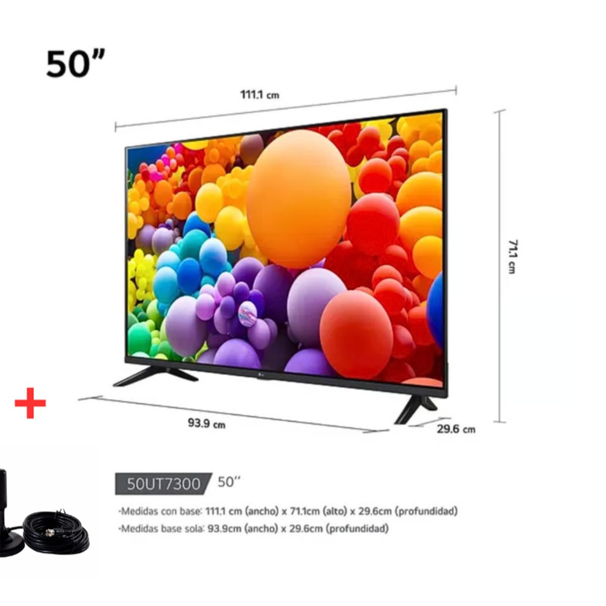 LG - TELEVISOR LG 50" SMART TV LED 4K UHD THINQ AI 50UT7300PSA MODELO 2024 + Antena Digital