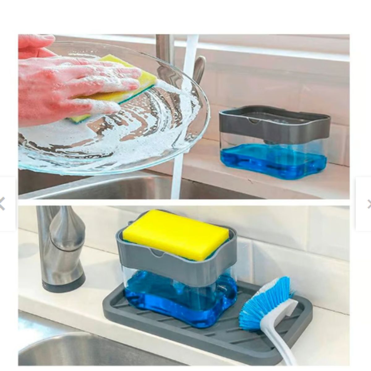 GENERICO - Dispensador de ayudin 2en1 -jabón liquido porta esponja