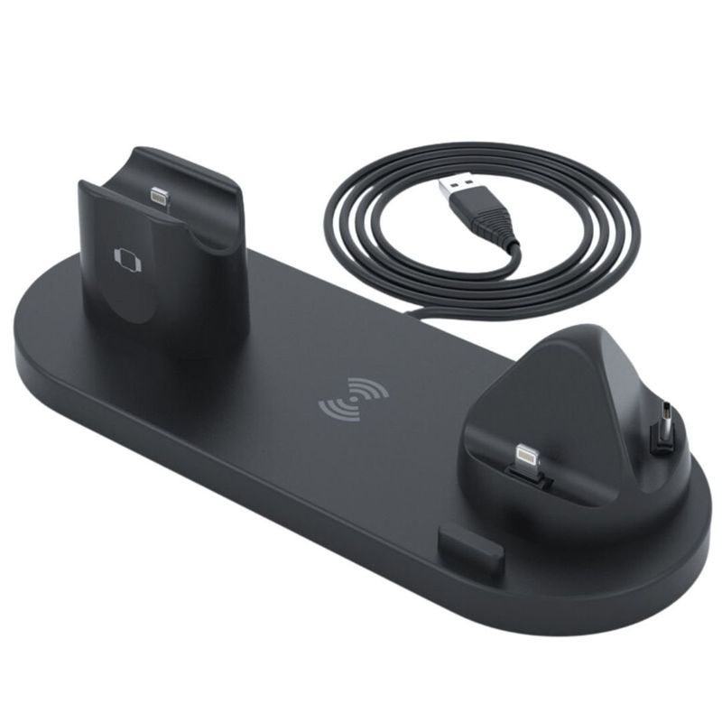 GENERICO - Cargador Inalámbrico 6 en 1 Multifuncional Base de Carga BXD-08 Negro