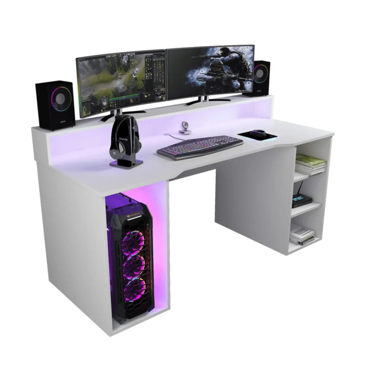 PELIKANO - Escritorio Gamer 150 cm Blanco Innovaciones Lumik