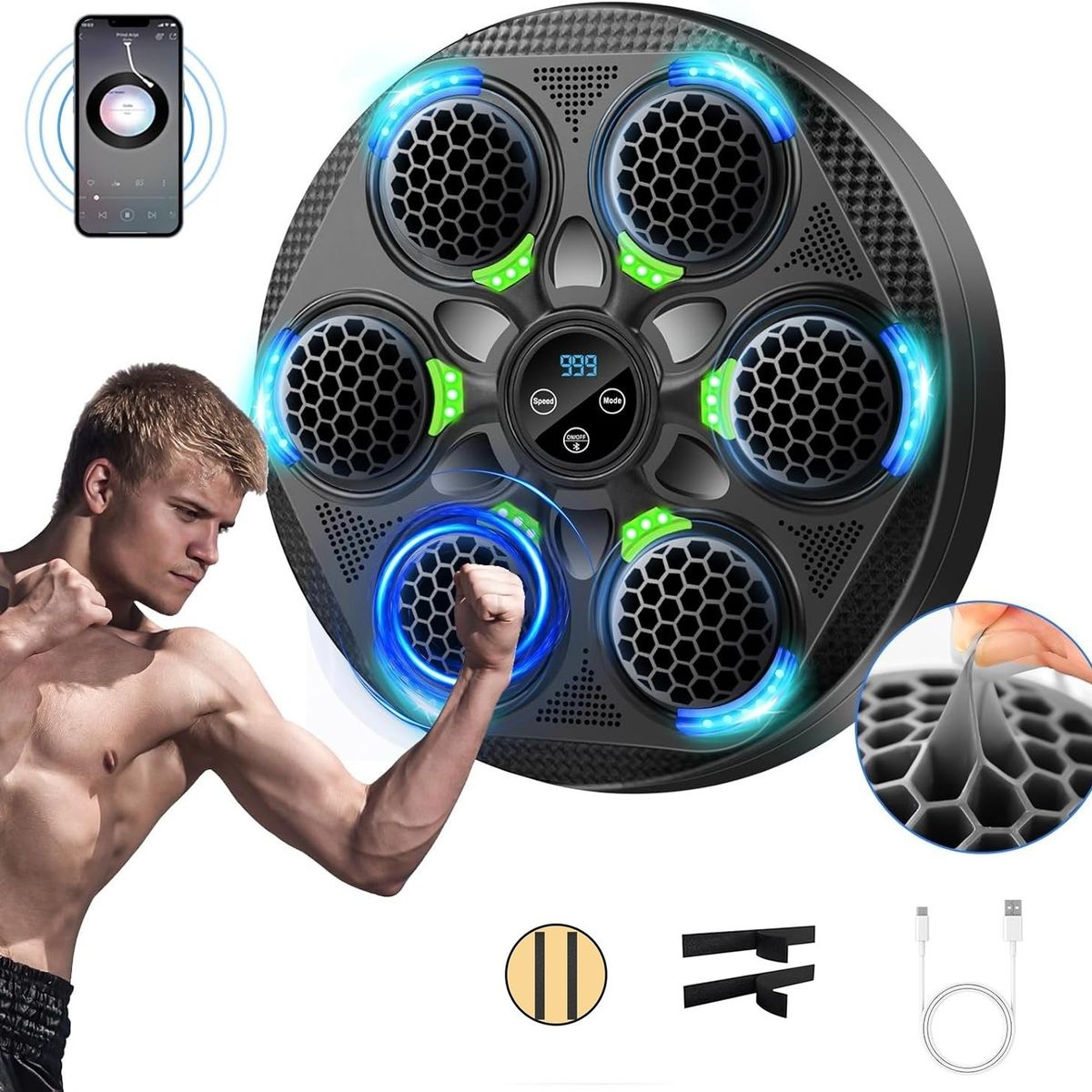 GENERICO - MAQUINA DE BOXEO BLUETOOTH CON GUANTES Y ALTAVOZ 10W