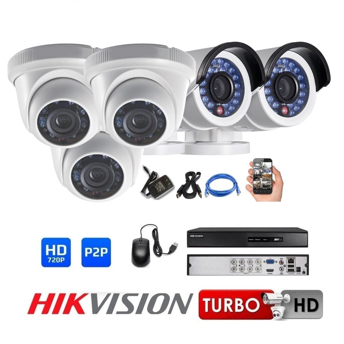 HIKVISION - Kit 05 Cámaras Seguridad HD Hikvision Combo Renovación