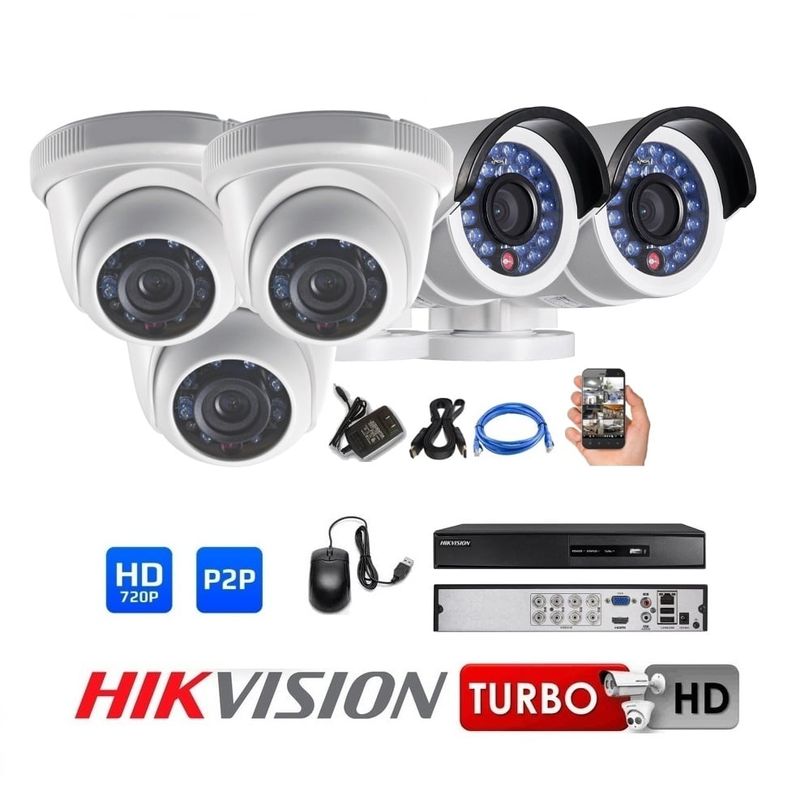 HIKVISION - Kit 05 Cámaras Seguridad HD Hikvision Combo Renovación