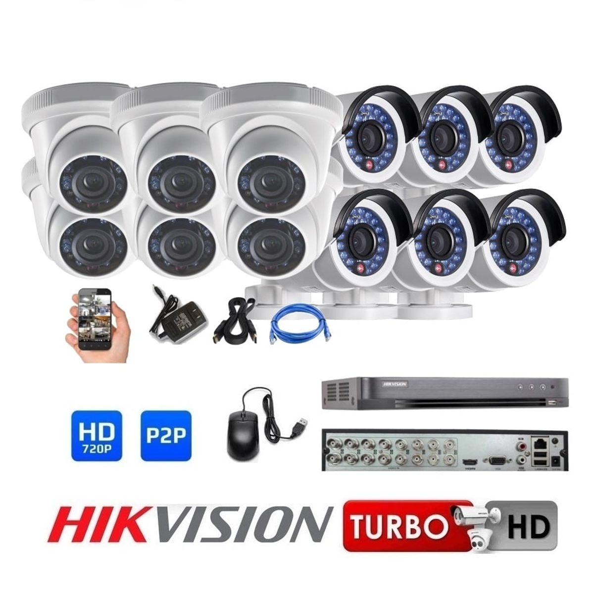 HIKVISION - Kit 12 Cámaras Seguridad HD Hikvision Combo Renovación