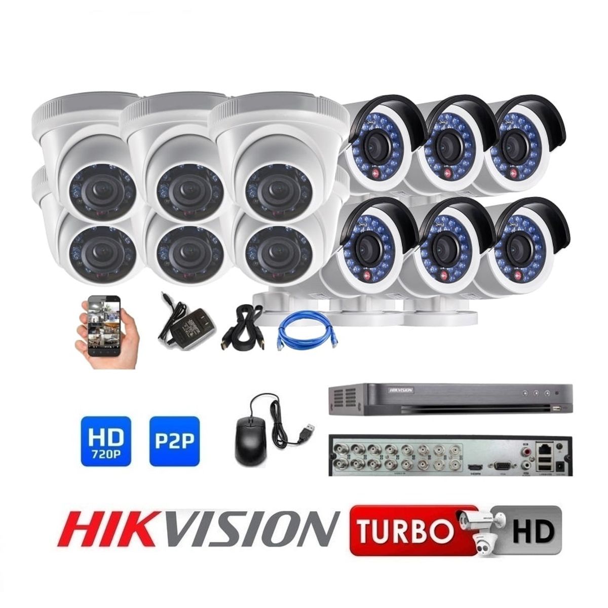 HIKVISION - Kit 12 Cámaras Seguridad HD Hikvision Combo Renovación