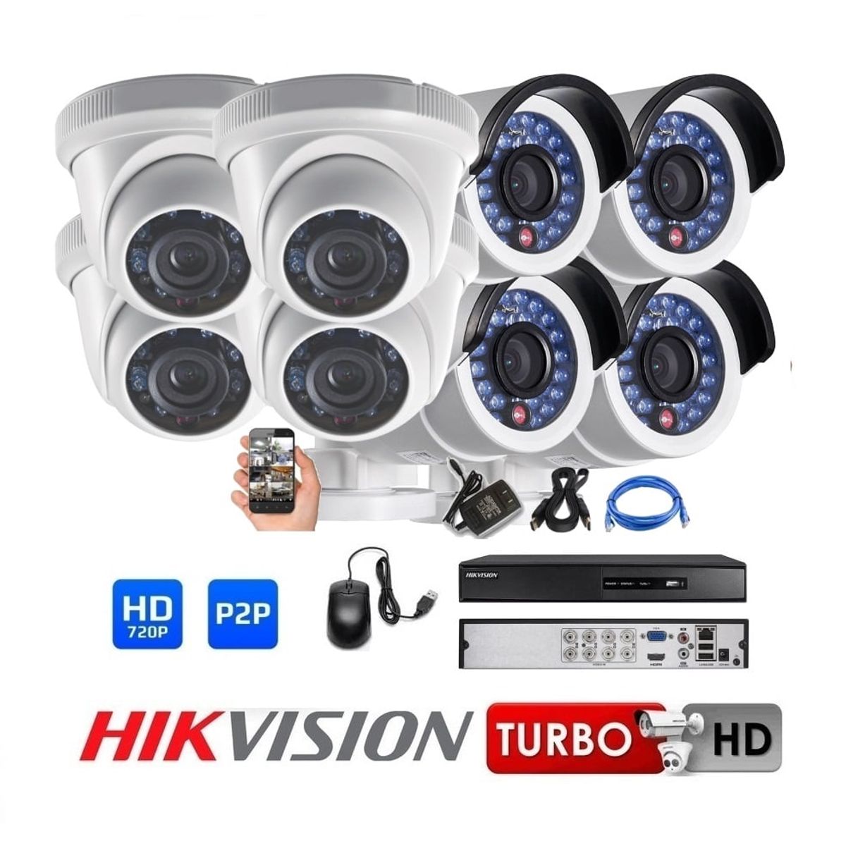HIKVISION - Kit 08 Cámaras Seguridad HD Hikvision Combo Renovación