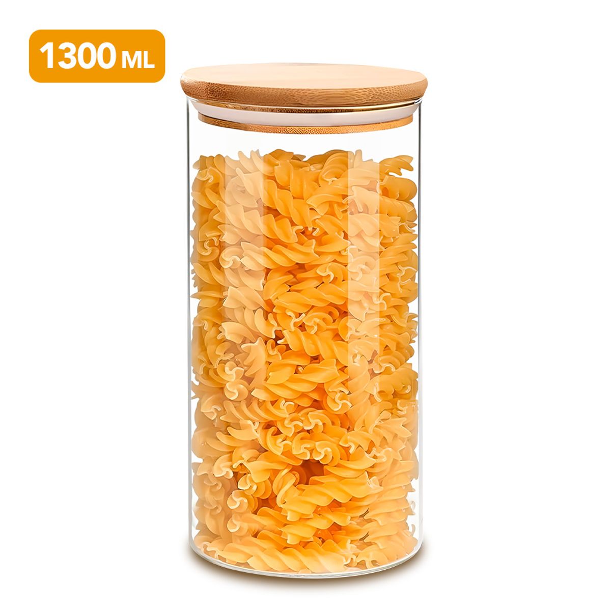 KELLER - Frasco de Vidrio Hermético con Tapa de Bambú 1300 ML V20