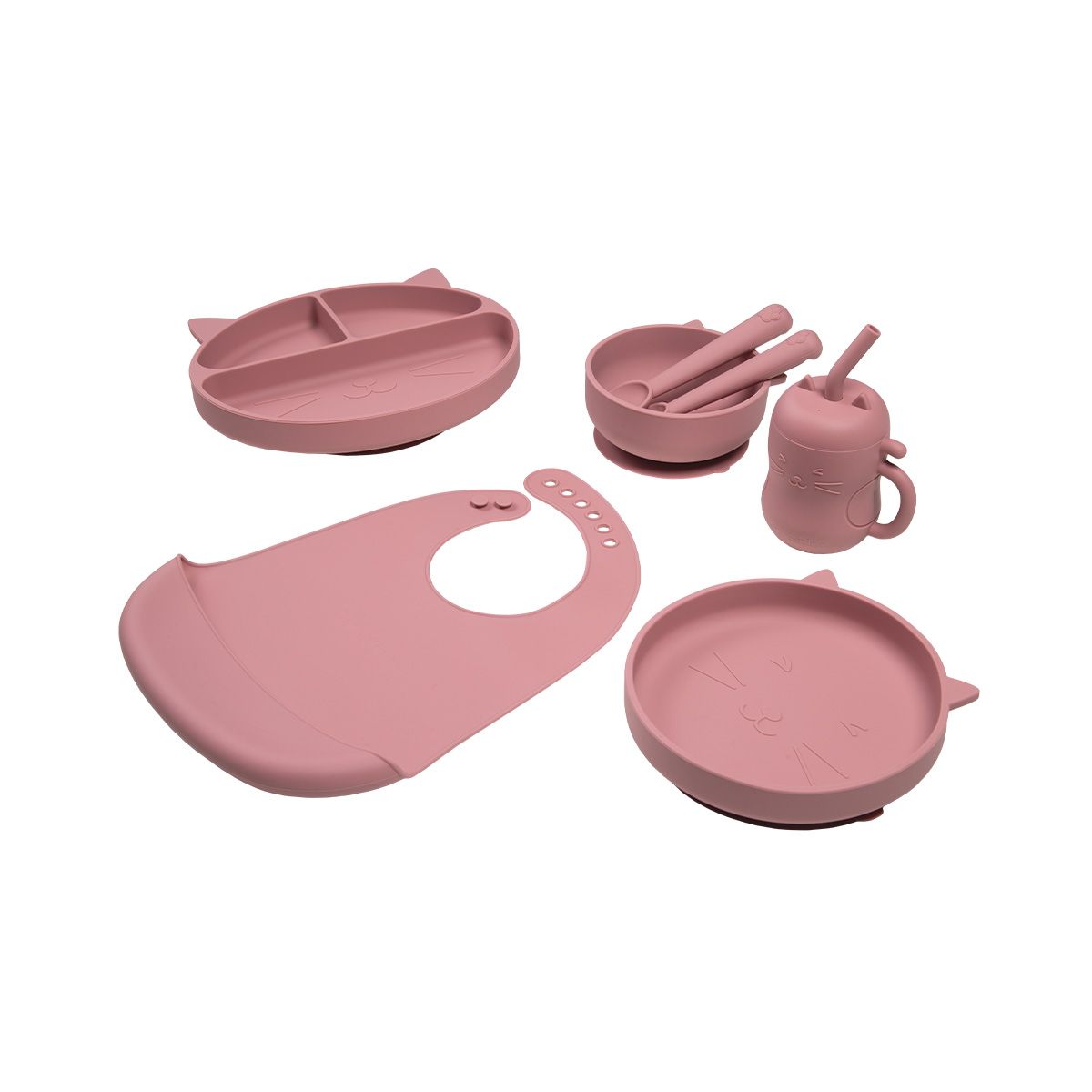 CARESTINO - Set de Alimentación de Silicona Carestino Gatito Rosa Malva