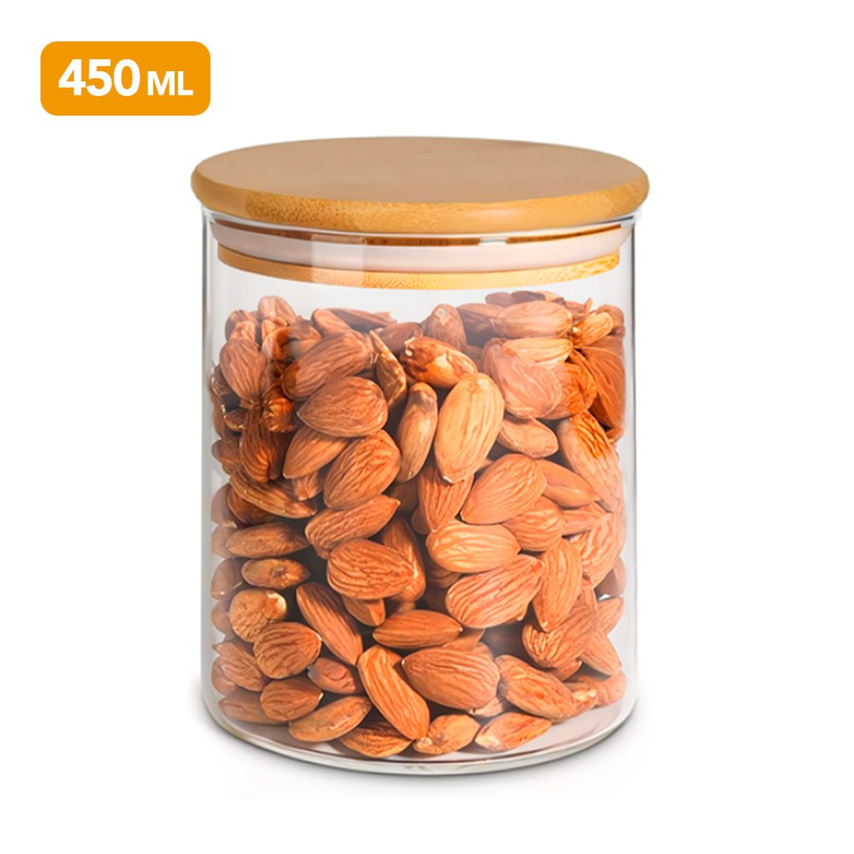 KELLER - Frasco de Vidrio Hermético con Tapa de Bambú 450 ML F85