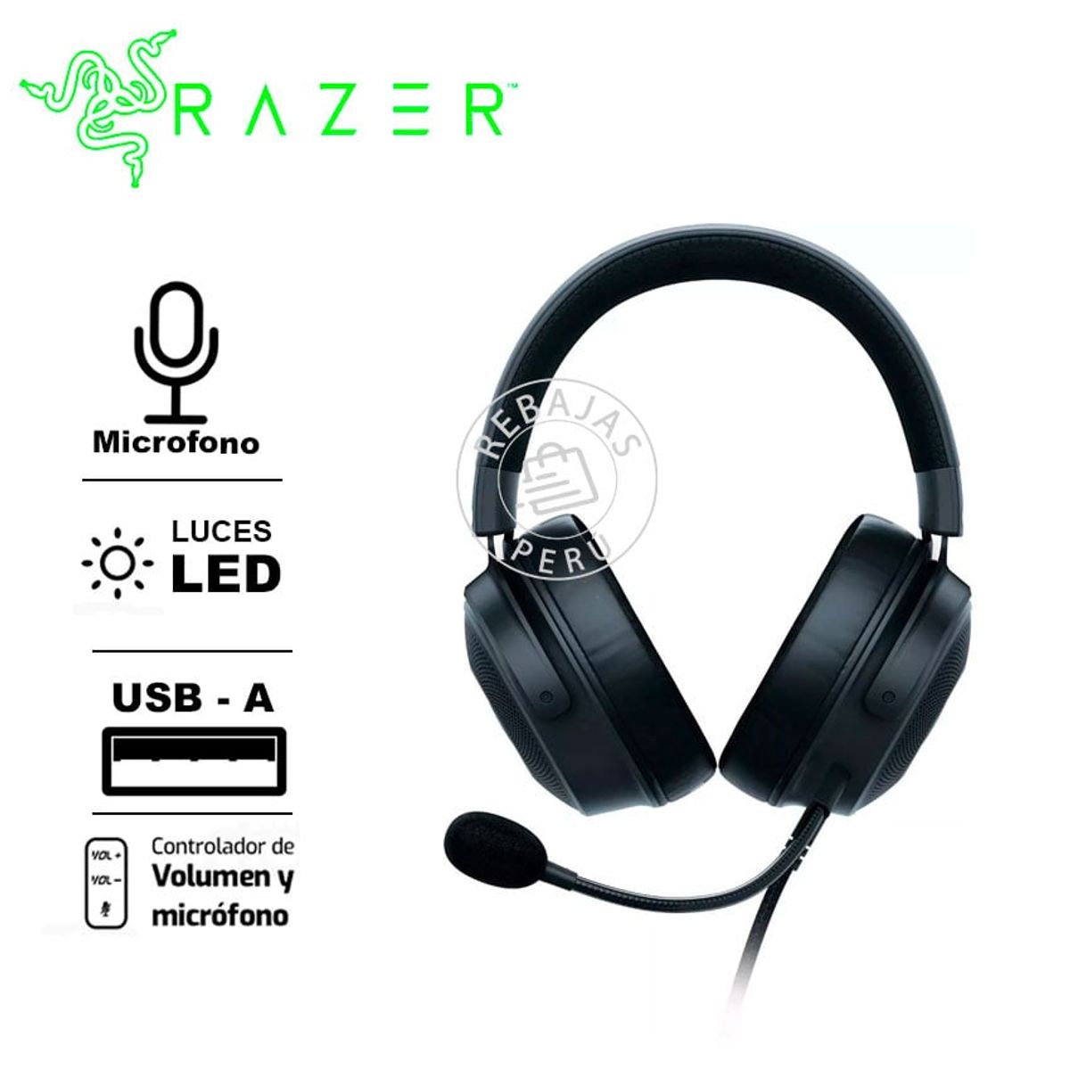 RAZER - Razer Kraken V3 HyperSense Auriculares USB-A con Sonido THX Spatial