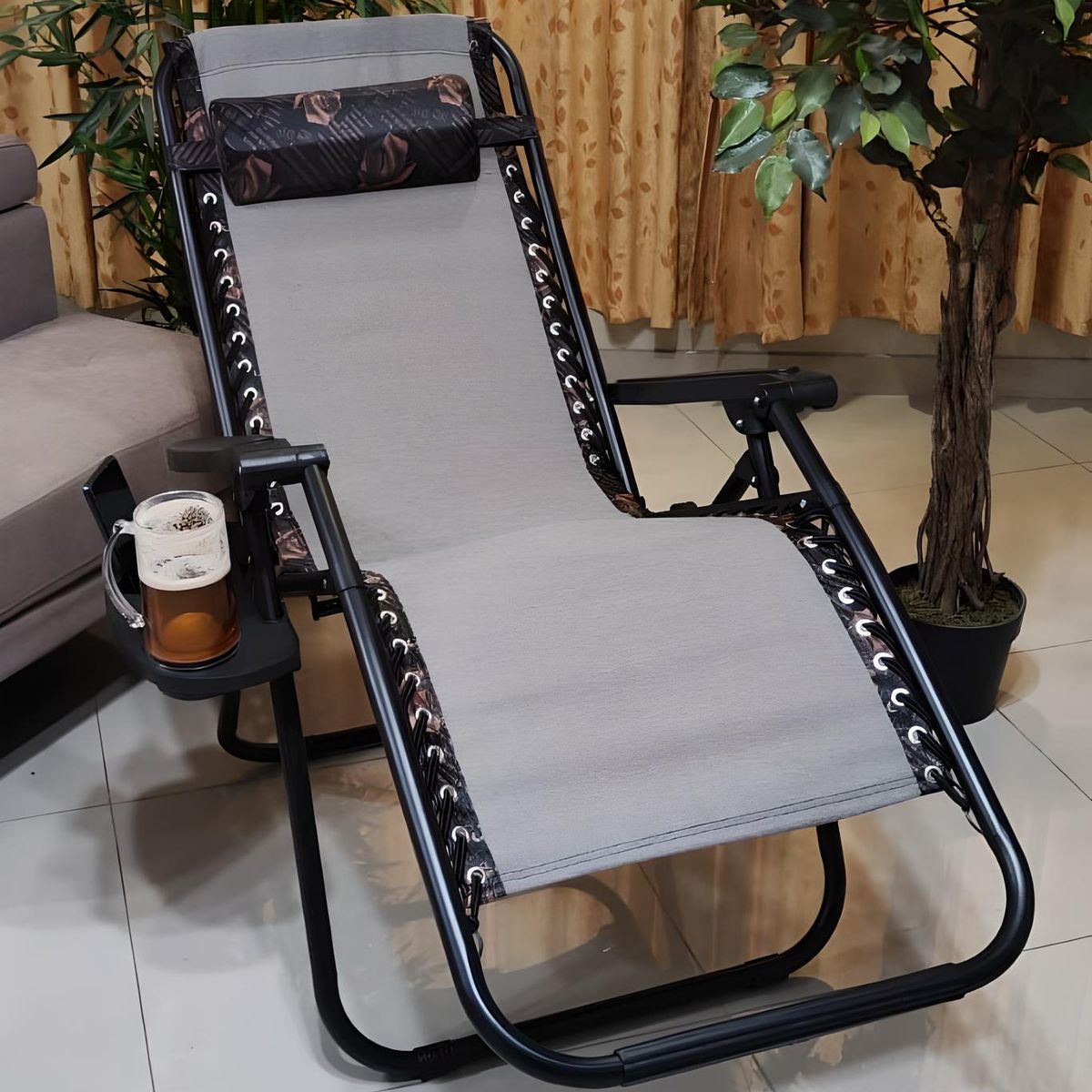 GENERICO - SILLA DE GRAVEDAD CERO PARA EXTERIORES CON BANDEJA POSA VASO