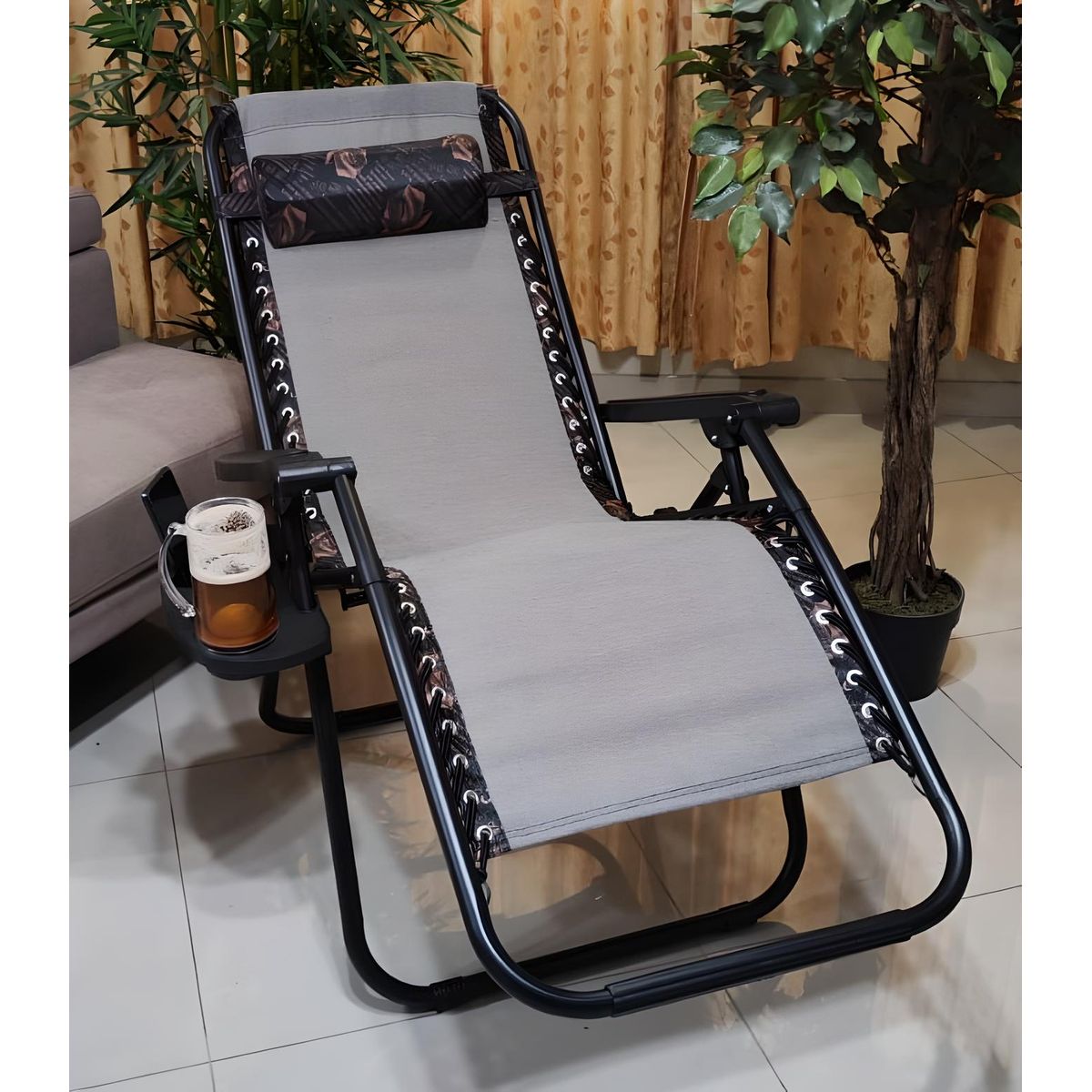 GENERICO - SILLA DE GRAVEDAD CERO PARA EXTERIORES CON BANDEJA POSA VASO