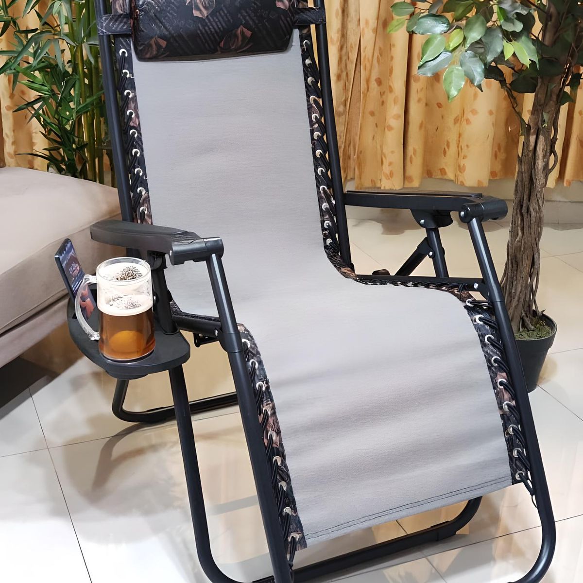 GENERICO - SILLA DE GRAVEDAD CERO PARA EXTERIORES CON BANDEJA POSA VASO