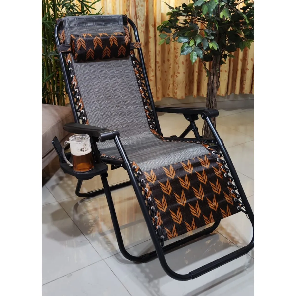 GENERICO - SILLA DE GRAVEDAD CERO PARA EXTERIORES CON BANDEJA POSA VASO