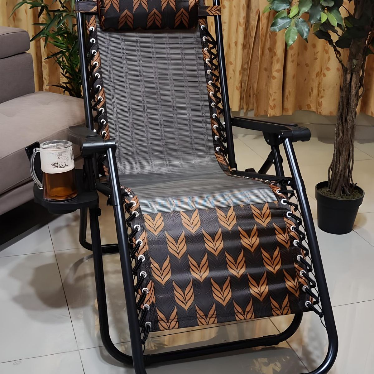 GENERICO - SILLA DE GRAVEDAD CERO PARA EXTERIORES CON BANDEJA POSA VASO