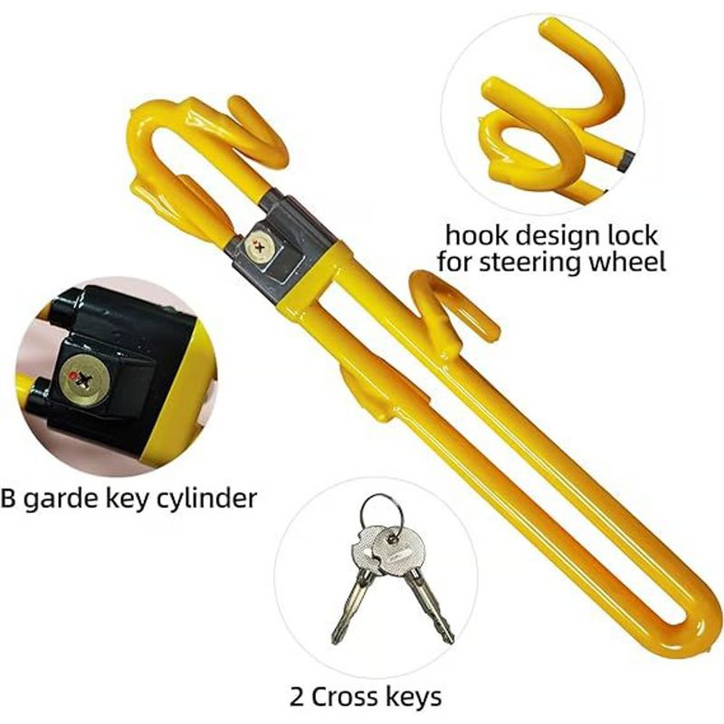 GENERICO - Seguro Antirrobo Traba Timón a Timón Doble Pesada