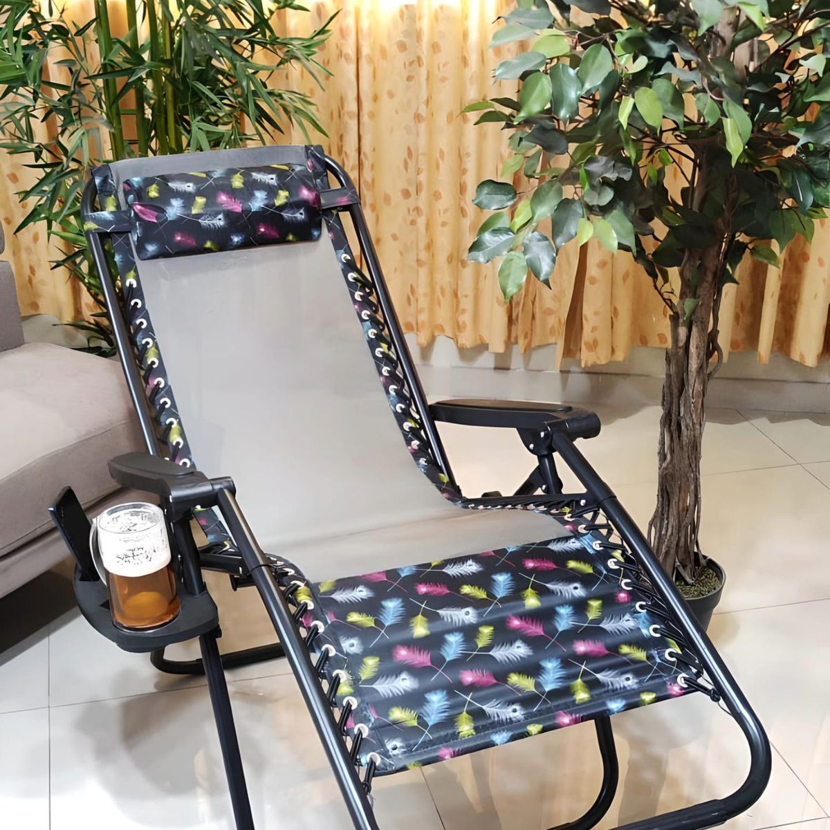 GENERICO - SILLA DE GRAVEDAD CERO PARA EXTERIORES CON BANDEJA POSA VASO