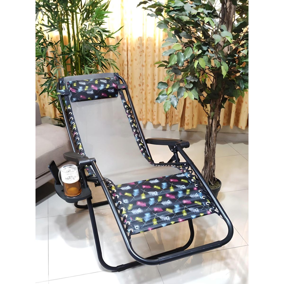 GENERICO - SILLA DE GRAVEDAD CERO PARA EXTERIORES CON BANDEJA POSA VASO