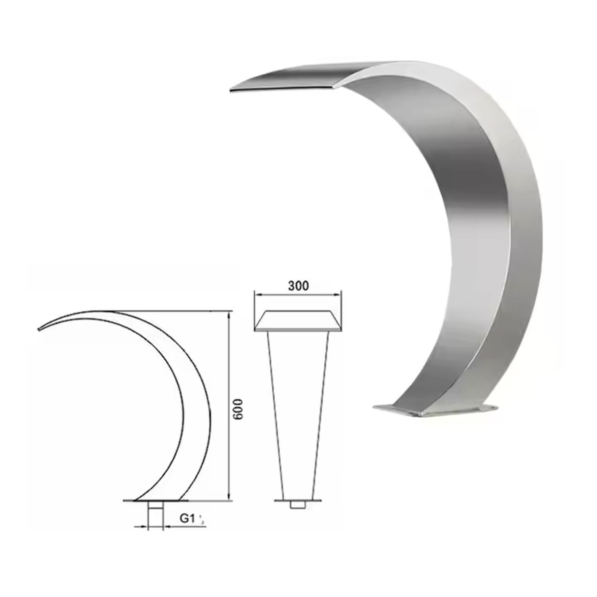 GENERICO - Cascadas de Acero Inox para piscinas 60cm x 30cm