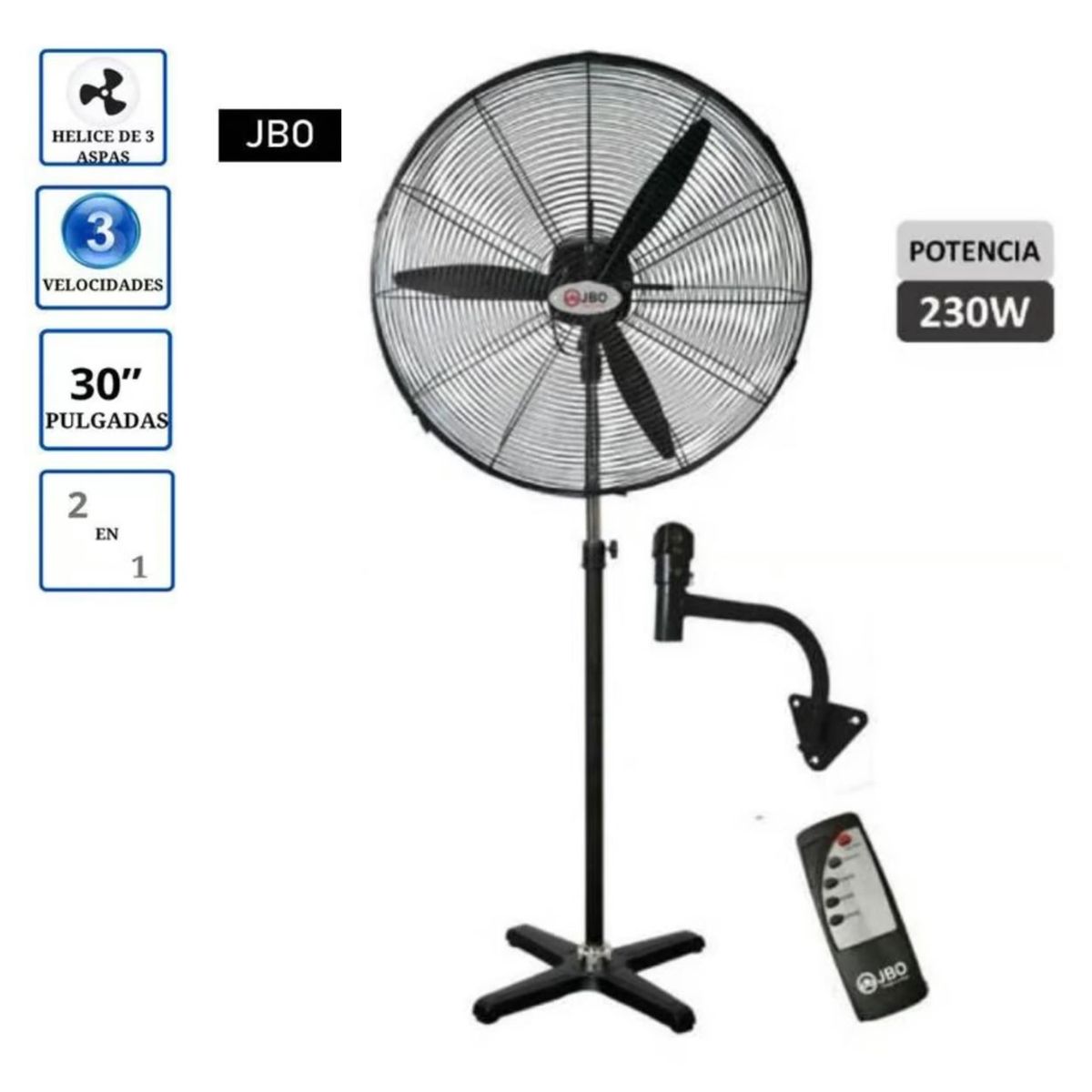 GENERICO - Ventilador Industrial JBO WC-302 Incluye Control Remoto