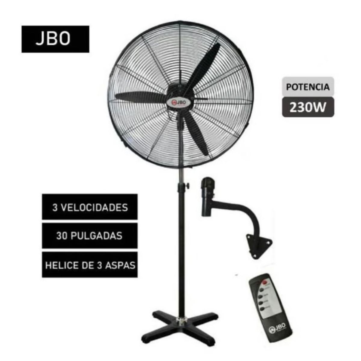 GENERICO - Ventilador Industrial JBO WC-302 Incluye Control Remoto