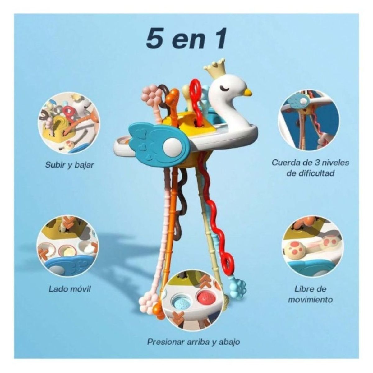 GENERICO - Cisne Juguete Montessori Sensorial 5 En 1 Para Bebé