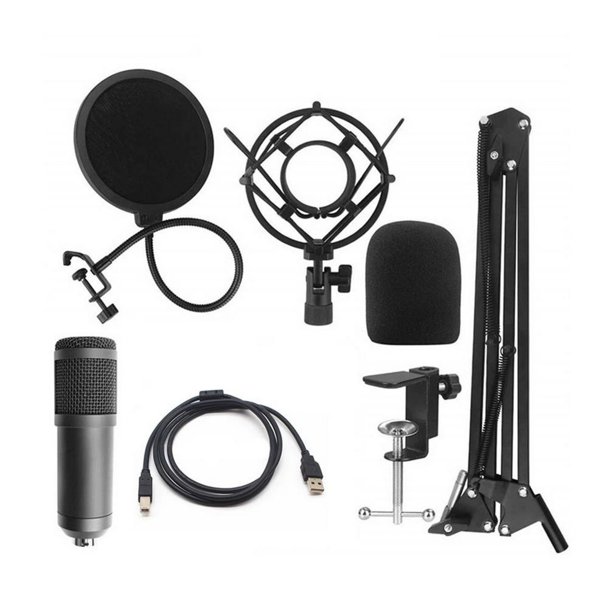 NEO DIGITAL - Micrófono condensador anti pop usb con brazo y soporte bm800u