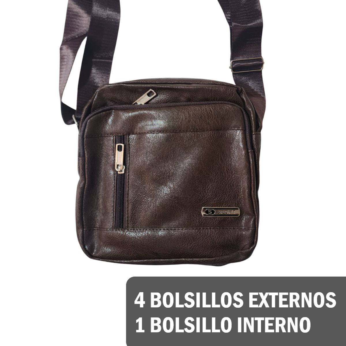 GENERICO - Pechera Mochila Morral Hombre cuero sintético - 5 bolsillos