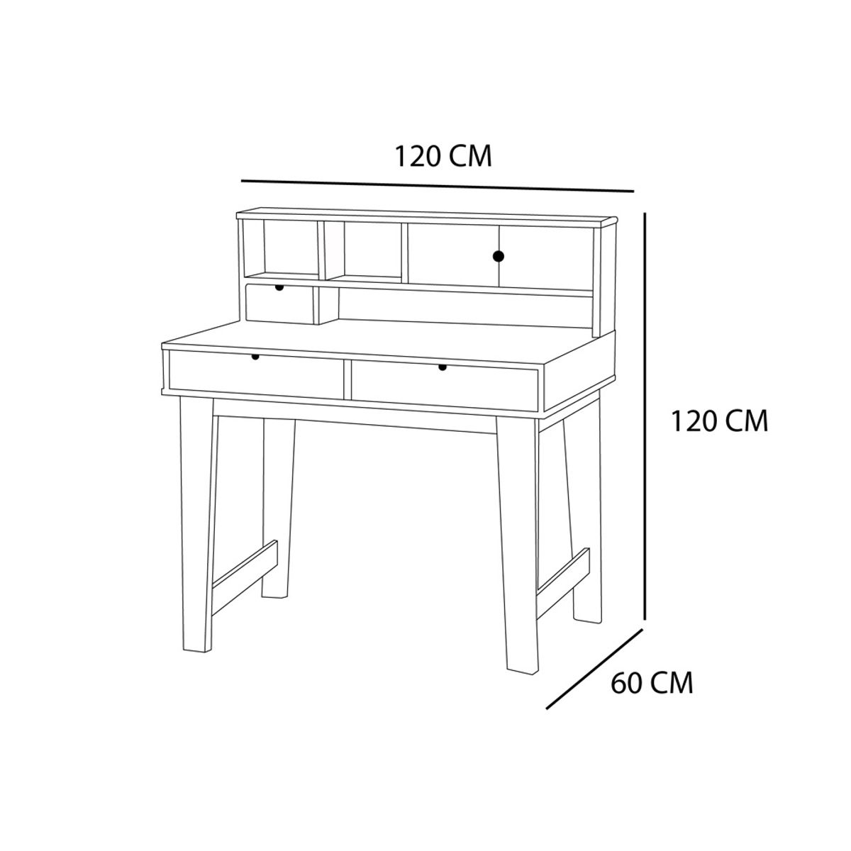 BARAKA HOME - Escritorio con Cajones y Repisa Koinawa - Blanco