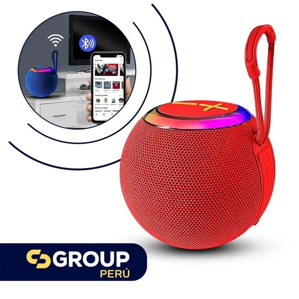 GENERICO - Parlante Bluetooth Kimiso TWS Inteligente RGB Rojo