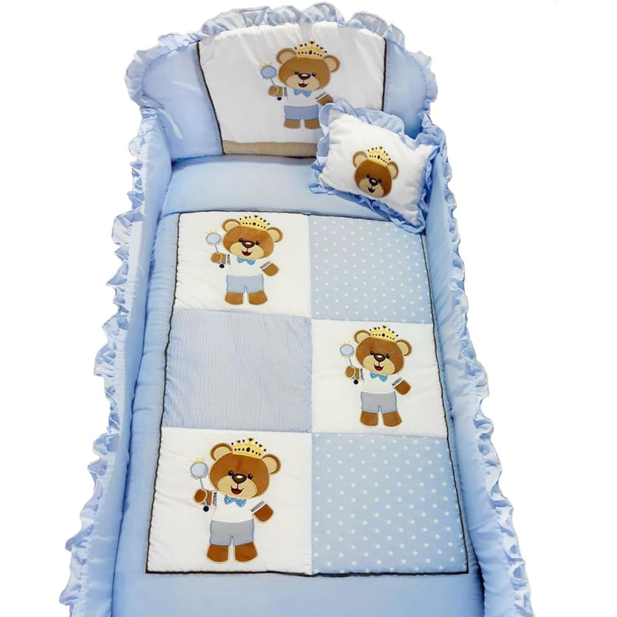 BABY MERINOS - Set de cuna y Protector - Tradición - Osito Rey