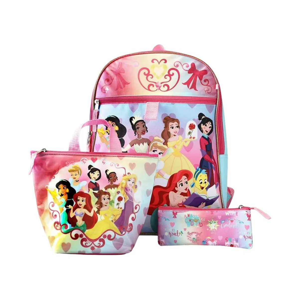 BIOWORLD - Pack Escolar Oficio Mochila Princesas Disney Rosado