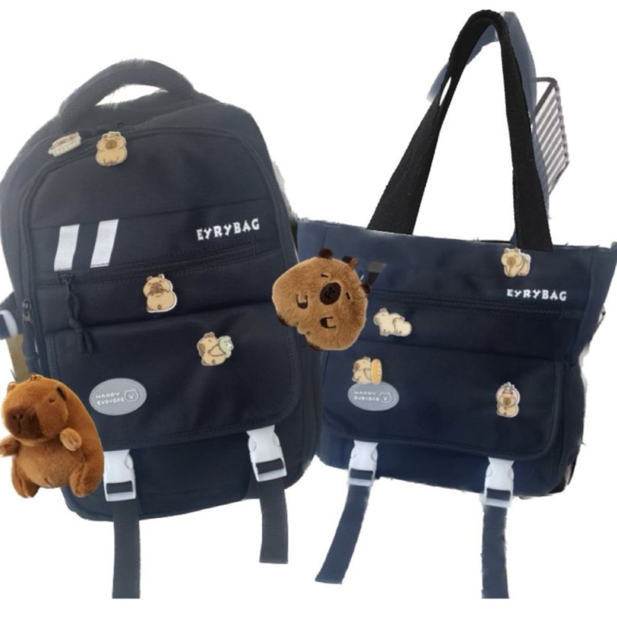 GENERICO - PACK MOCHILA + LONCHERA ESCOLAR CAPyBARA TAMAÑO OFICIO